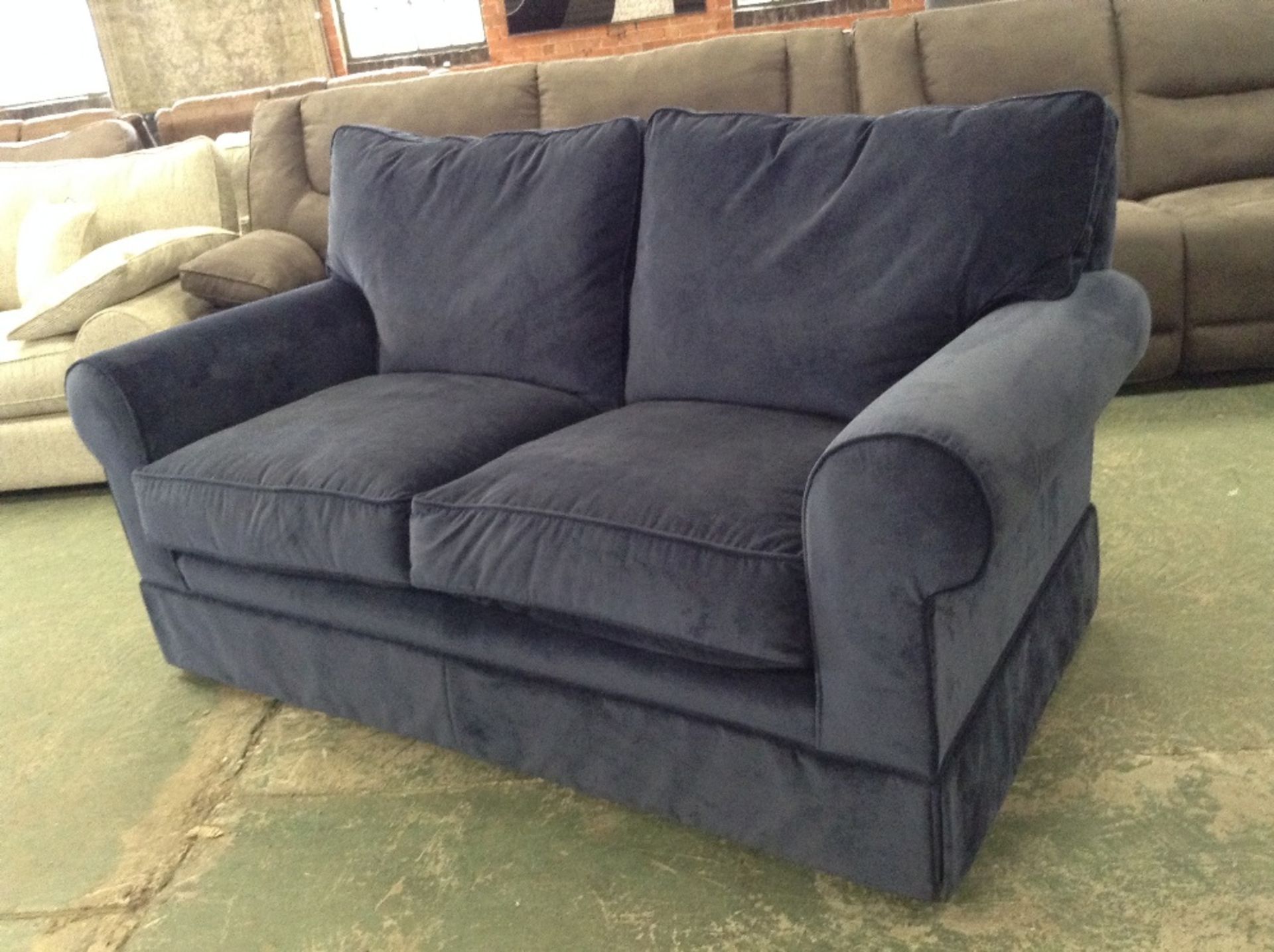 NAVY BLUE FABRIC 2 SEATER SOFA (TROO1730-WOO610277