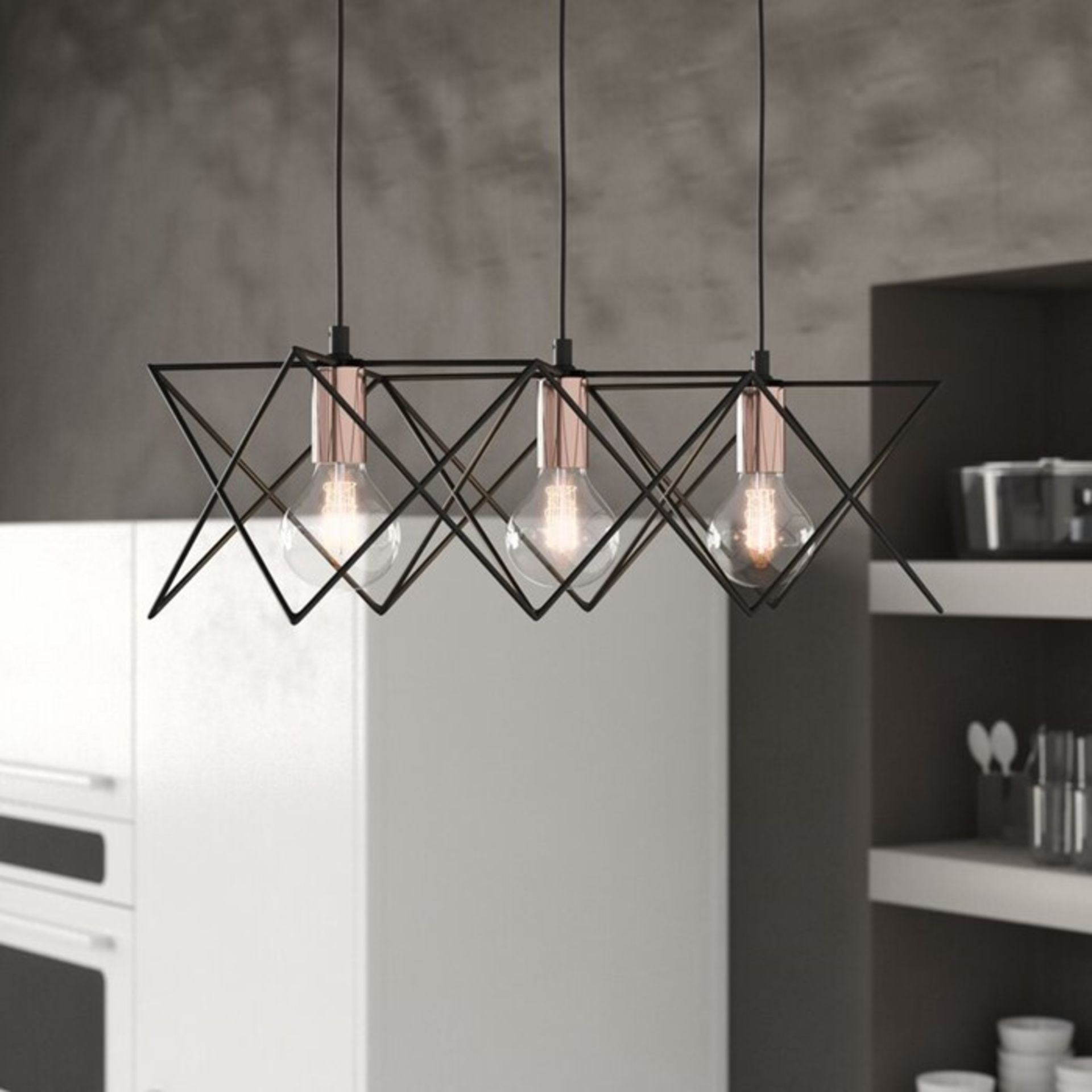 Dar Lighting Midi 3-Light Kitchen Island Pendant (black) (DLI7428 - 14650/37) 6D