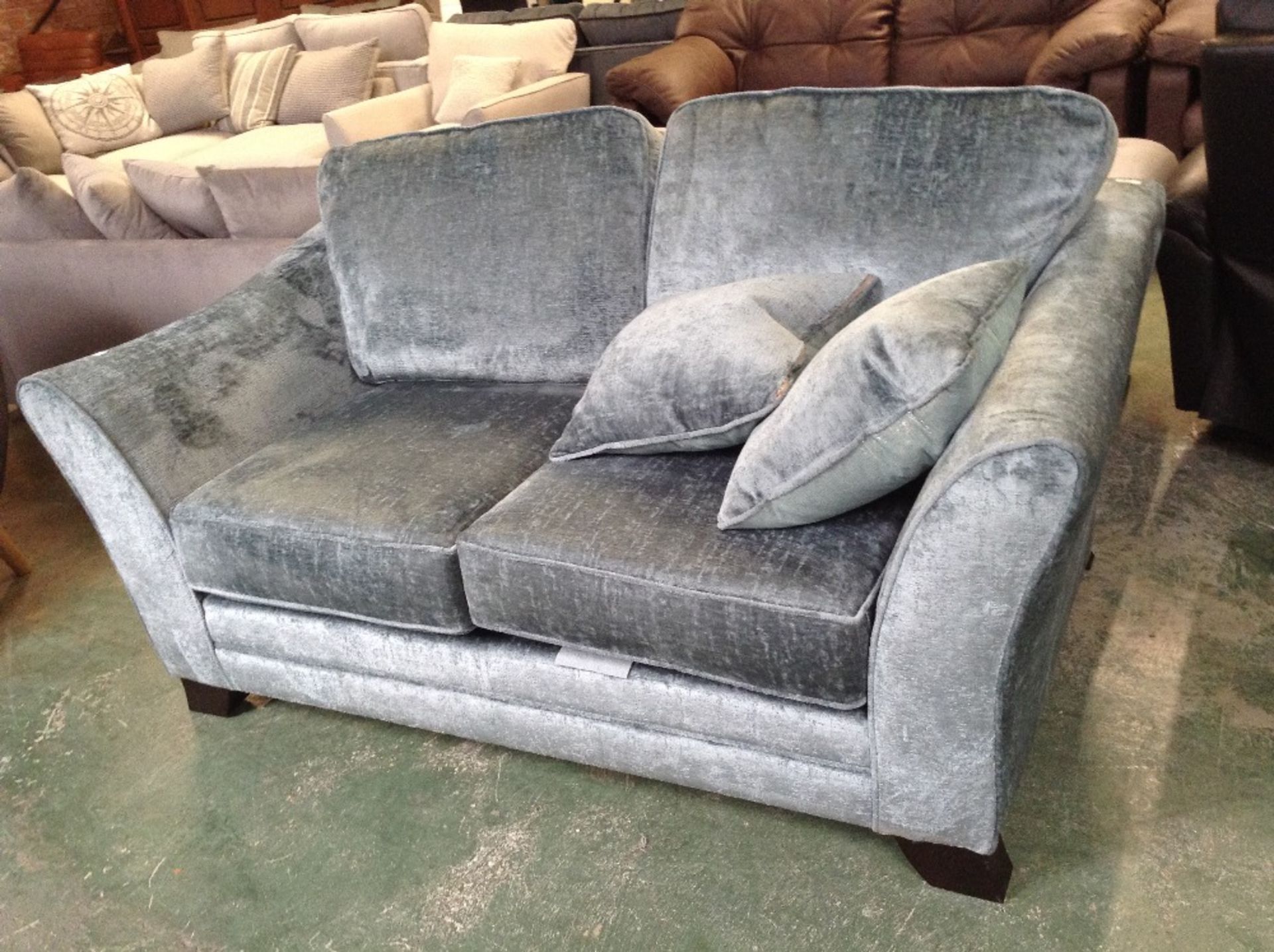 TEAL FABRIC 2 SEATER SOFA (WM71-6)