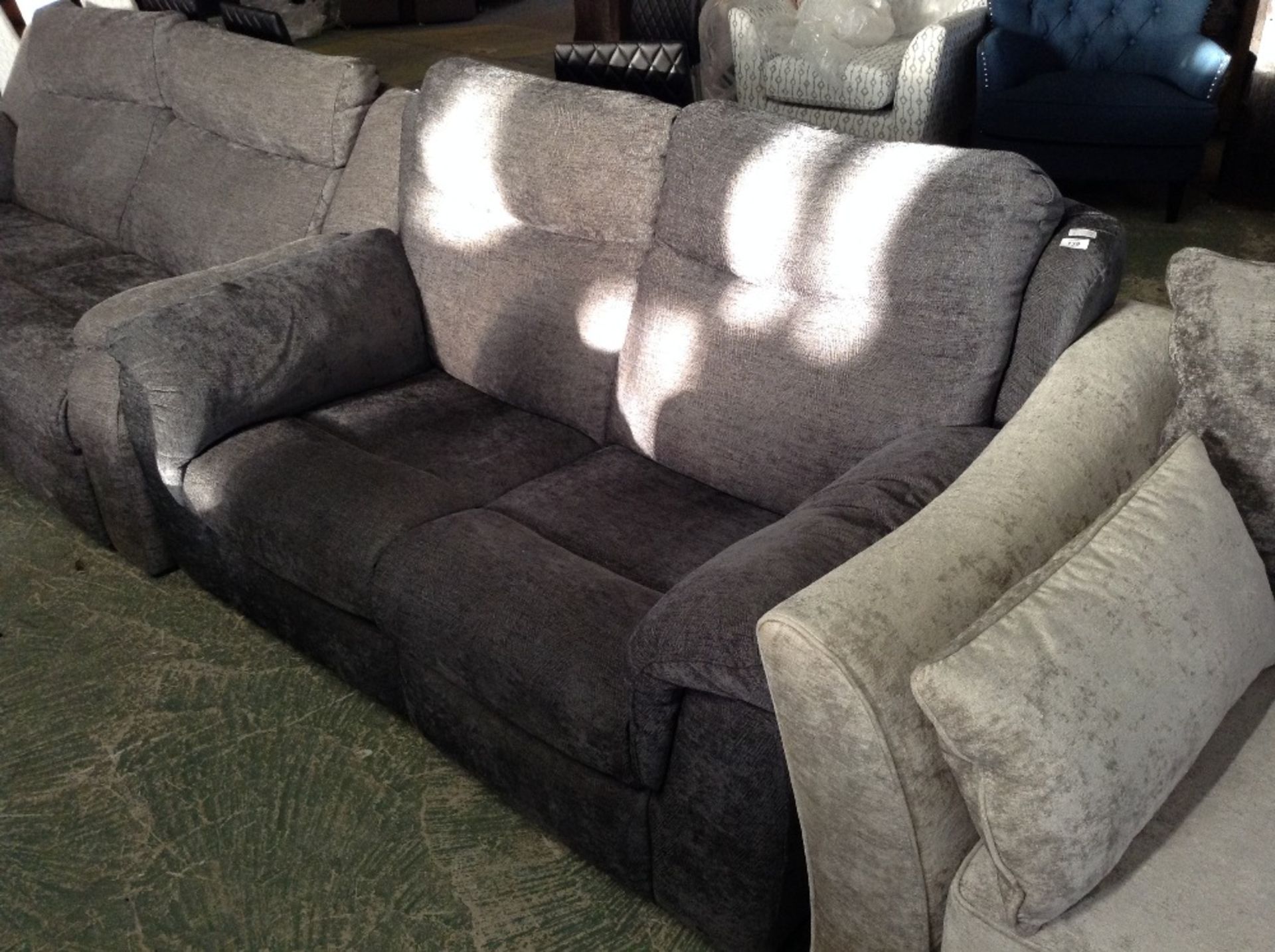 GREY FABRIC ELECRIC RECLINING HIGH BACK 2 SEATER S