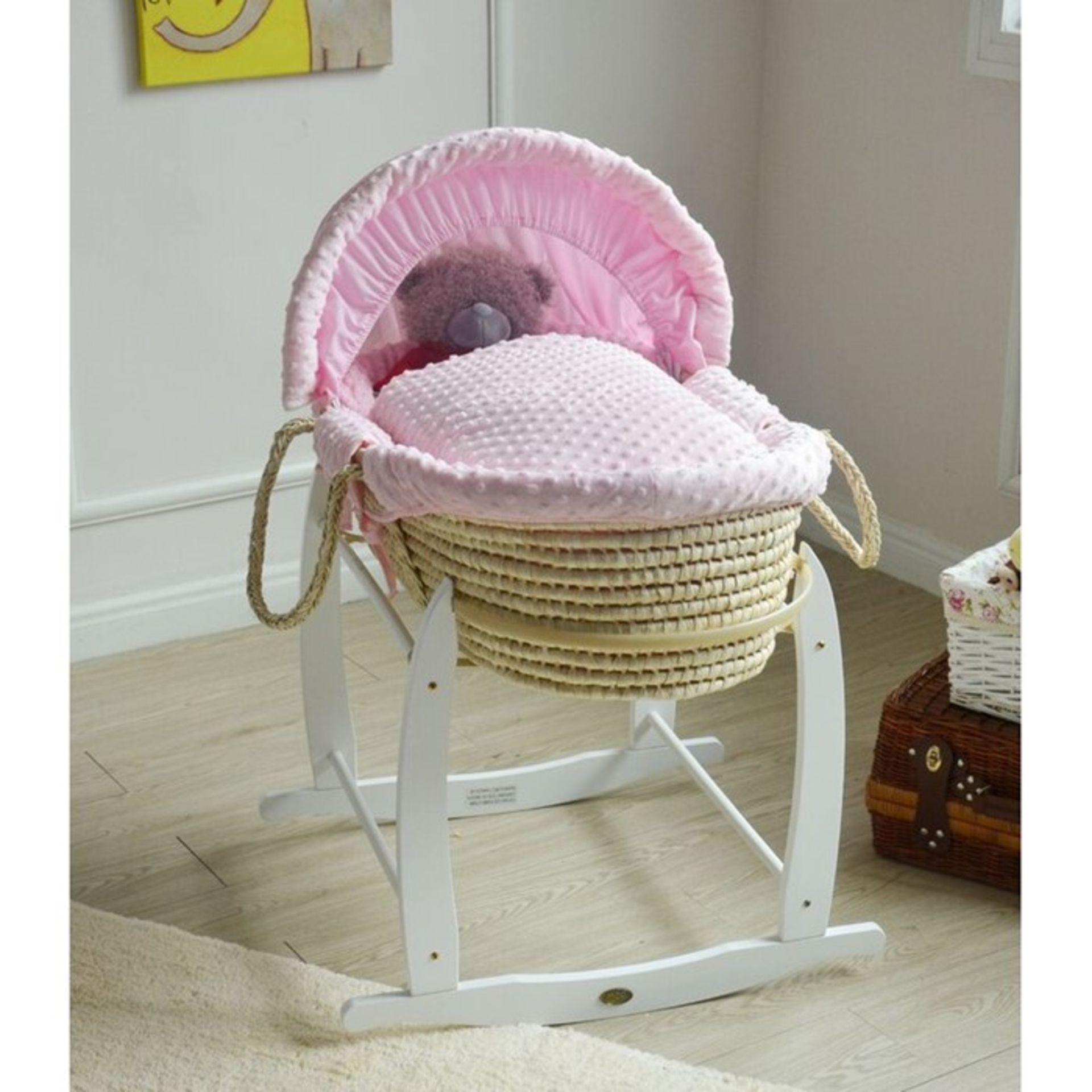 Harriet Bee Julien Kal Moses Basket with Bedding and Stand (PINK) (VIVR1487 - 14747/48) 2C