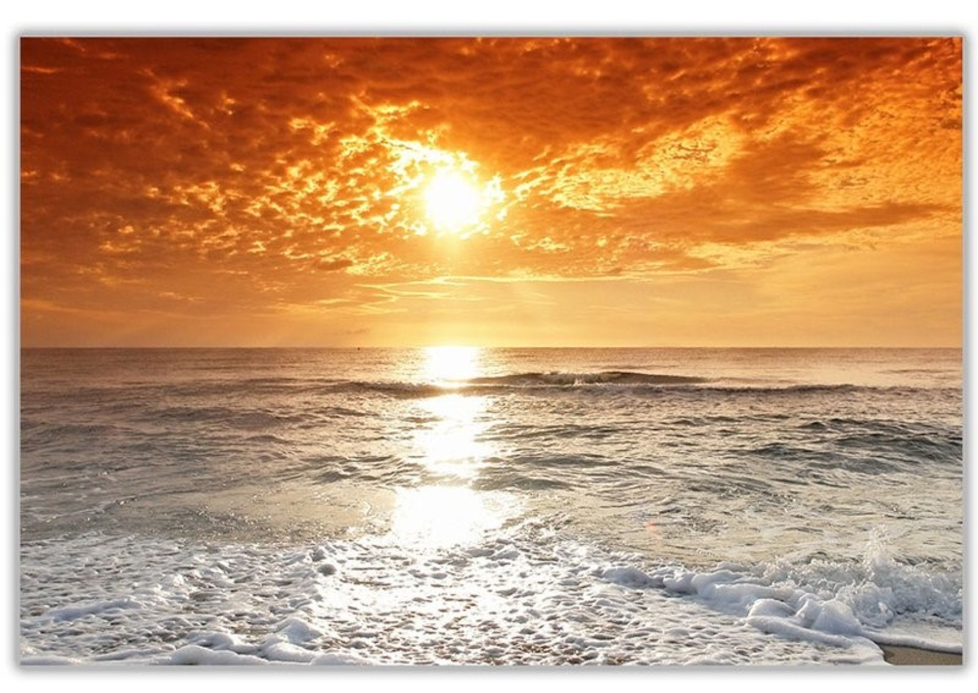 Hokku DesignsSunset Over Ocean and Clouds Photographic Print on Wrapped Canvas (damaged ) (