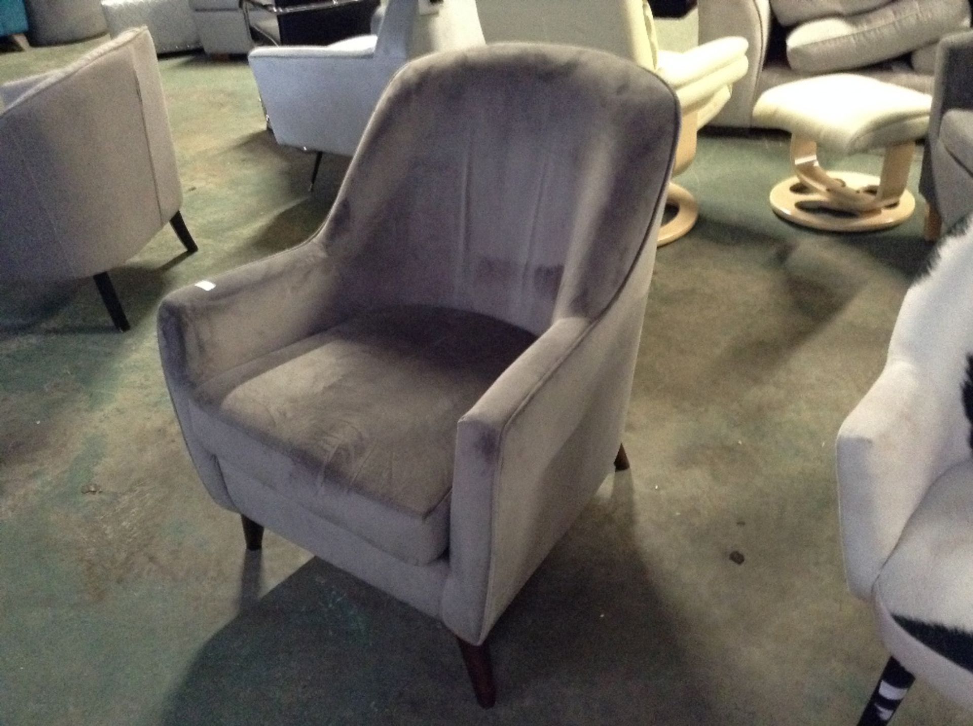 GREY VELVET WING CHAIR (ST33-8)