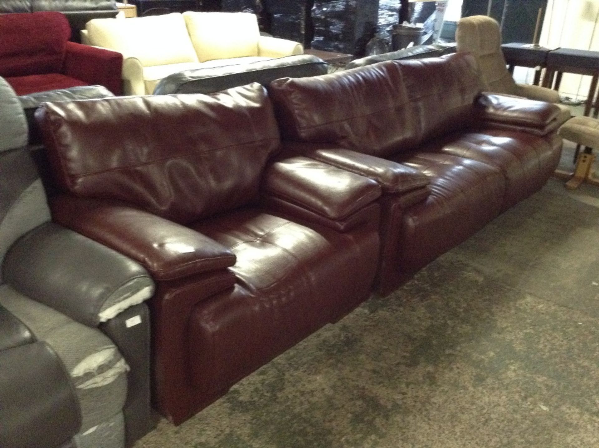 RED ENDURANCE LEATHER 3 SEATER SOFA AND CHAIR (LEA