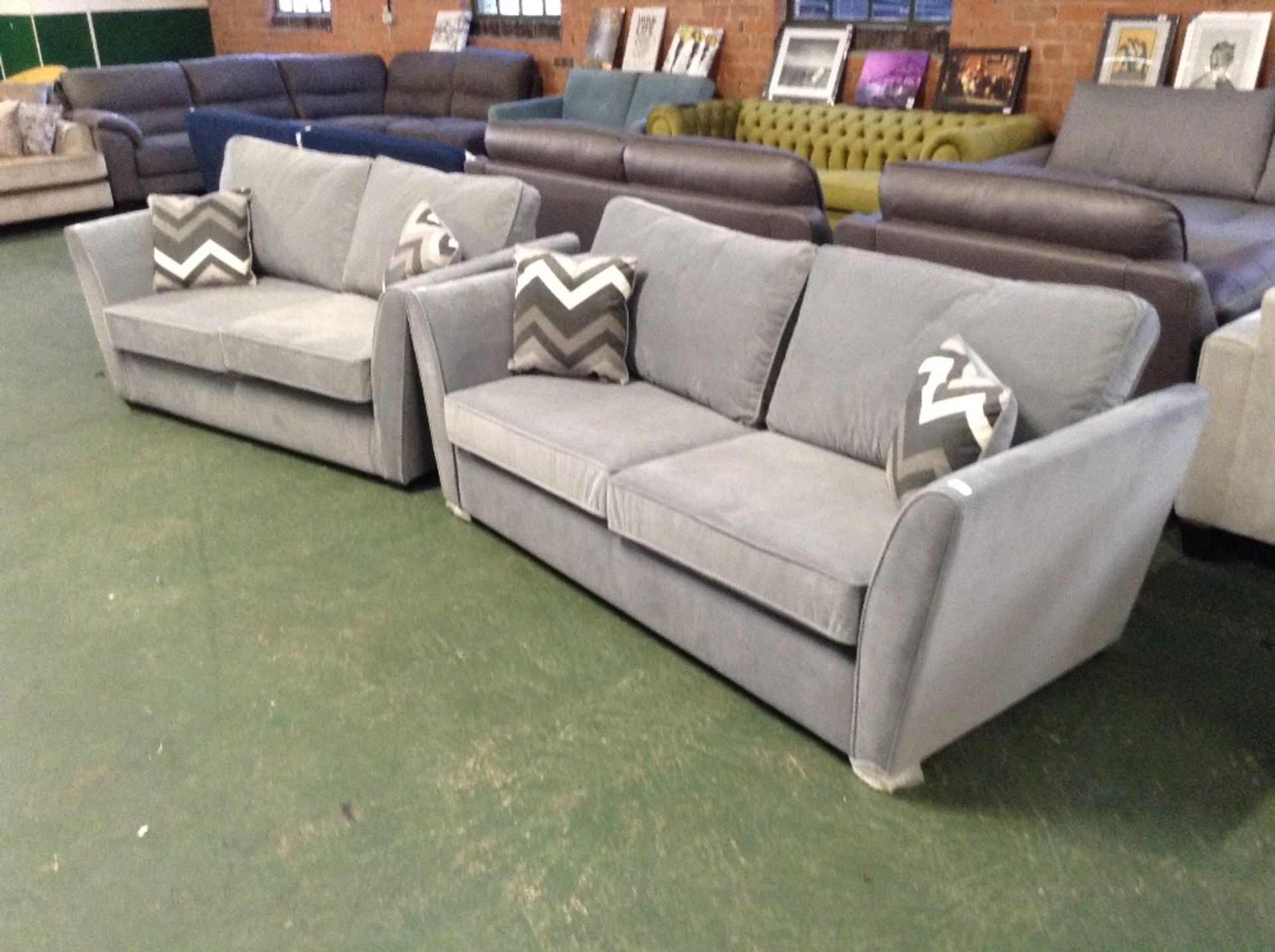 OXFORD TRINITY GREY 3 SEATER SOFA AND 2 SEATER SOF