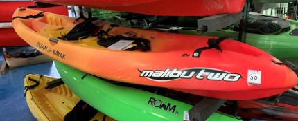 Ocean Malibu Two Kayak, 3.7, RRP £750. Collection Strictly 09:30 to 18:30 - Wednesday 20 February