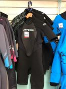 4no. Typhoon Ladies Storm 3mm Black/Aqua Green Wetsuits, Sizes Comprise; 1no. L, 2no. M, 1no. L.