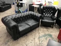Chesterfield Style 2 Seater Style Sofa and Single Seat Wingback Chair