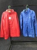 2no. Regatta waterproof raincoats - Blue / Red. Size XXL. Combined RRP £40.00