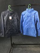 2no. Regatta waterproof raincoats - Blue / Navy. Size XS. Combined RRP £40.00