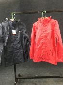 2no. Regatta waterproof raincoats - Navy / Red. Size XS. RRP £40.00