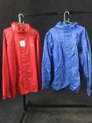 2no. Regatta waterproof raincoats - Blue / Red. Size XXXL. Combined RRP £40.00