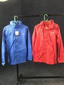 2no. Regatta waterproof raincoats - Blue / Red. Size XS. Combined RRP £40.00