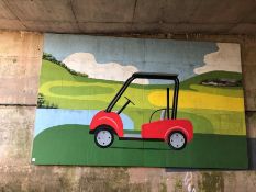 6 Section Painted Golf Course Scene on Ply Board 1