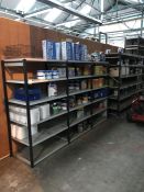 Quantity of Various Solvents, Paints etc. to 4no. Bays as Lotted, Shelving Units Included