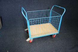 Blue Cage Trolley with Removable Sides. (Lot Located in The Auction Centre, Abertillerty. Collection