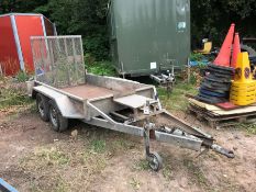 Twin Axle Plant Trailer with Hinged Rear Ramp, Tow Eye not Ball Hitch, Bed Size: 2420 x 1260mm.
