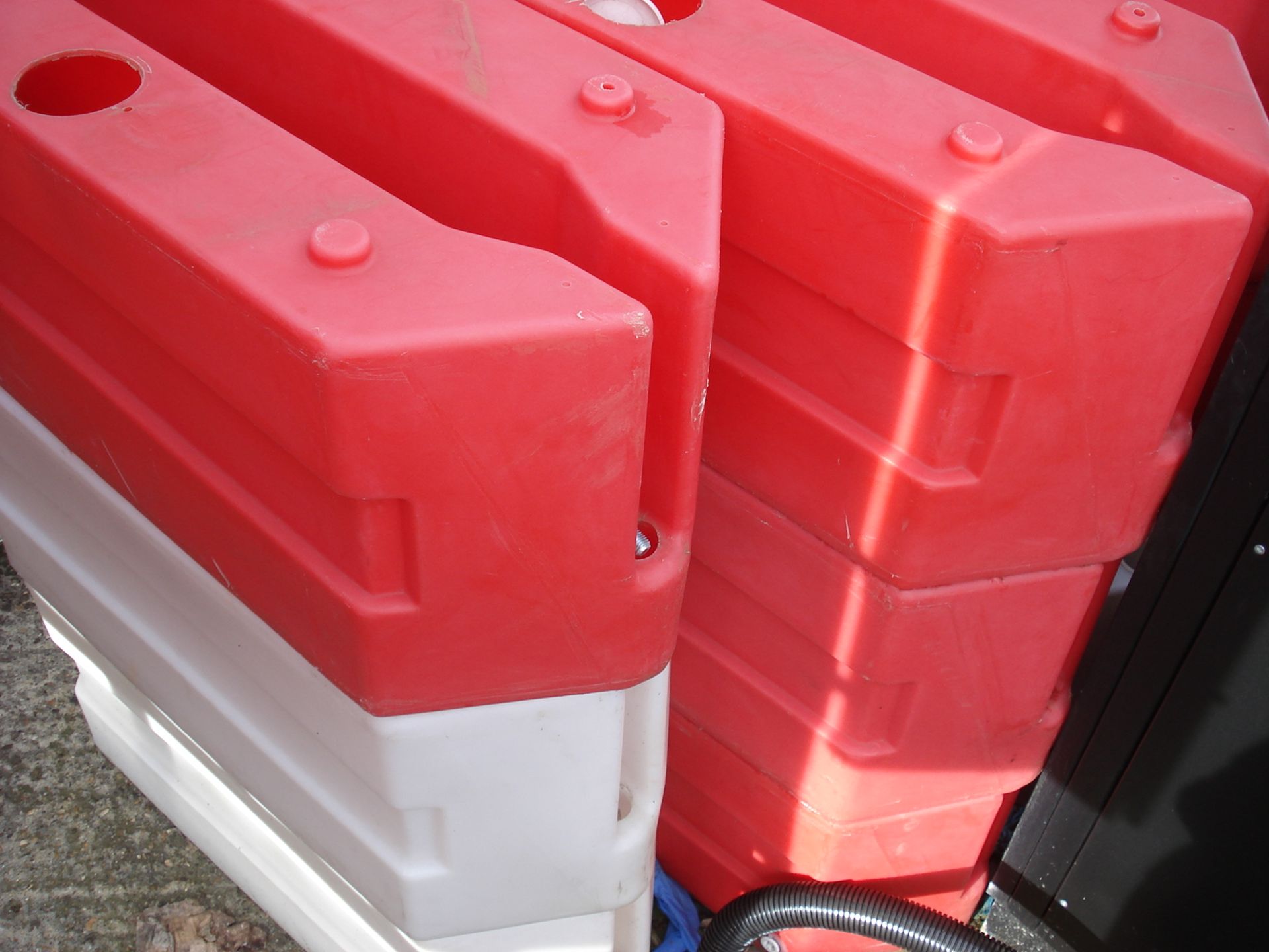 Red/White Plastic Pedestrian Safety Barriers x 20 - 37" Long x 15" Wide x 16" High - Image 2 of 5