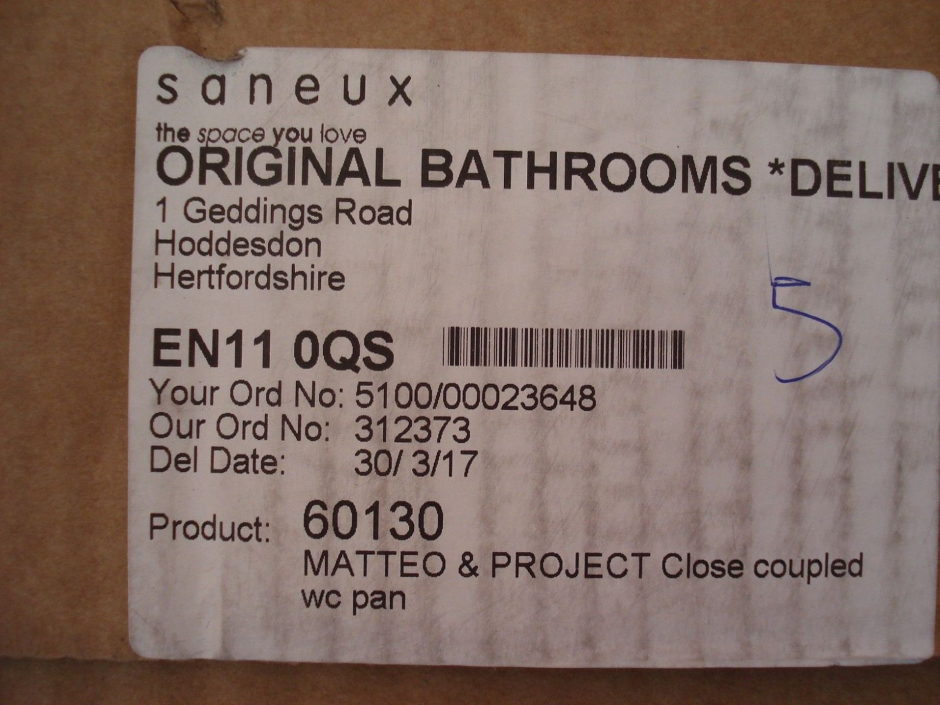 Saneux Matteo & Project Close Coupled WC Pan - Dimensions: (L)620 x (W)360 x (H)420mm - Image 3 of 3
