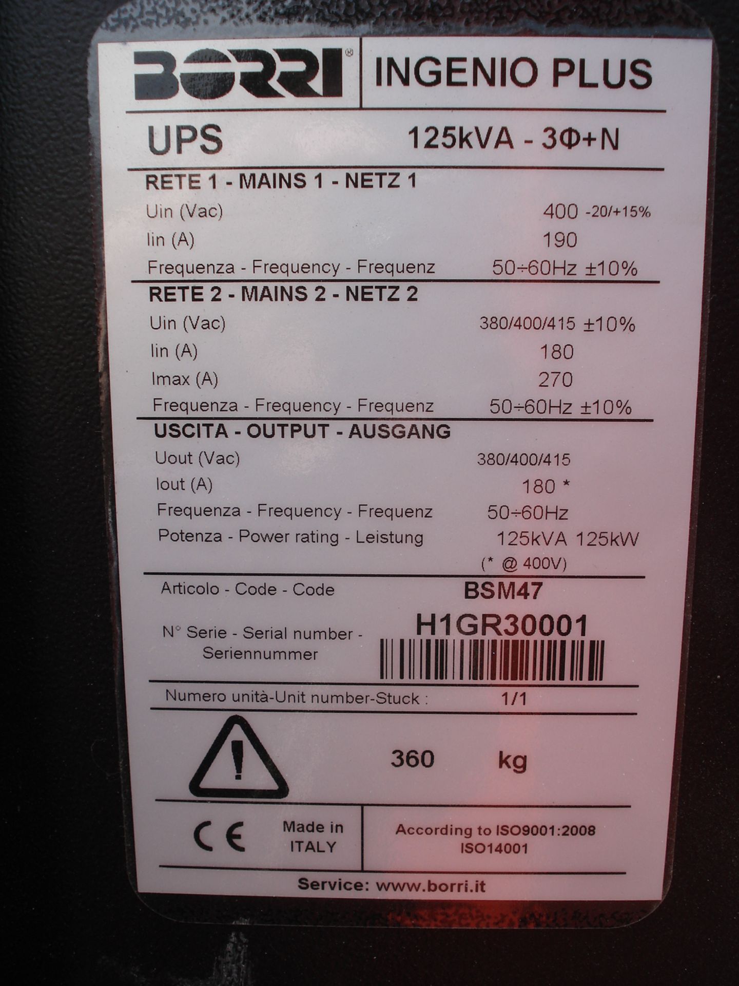 Borri Ingenio Plus Power Control UPS with Battery Cabinet + Batteries + Bypass Panel + Isolation - Image 6 of 24