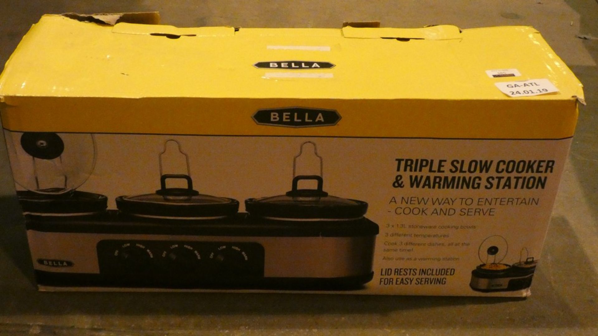 Boxed Bella Stainless Steel Triple Slow Cooker With Warming Station RRP £50