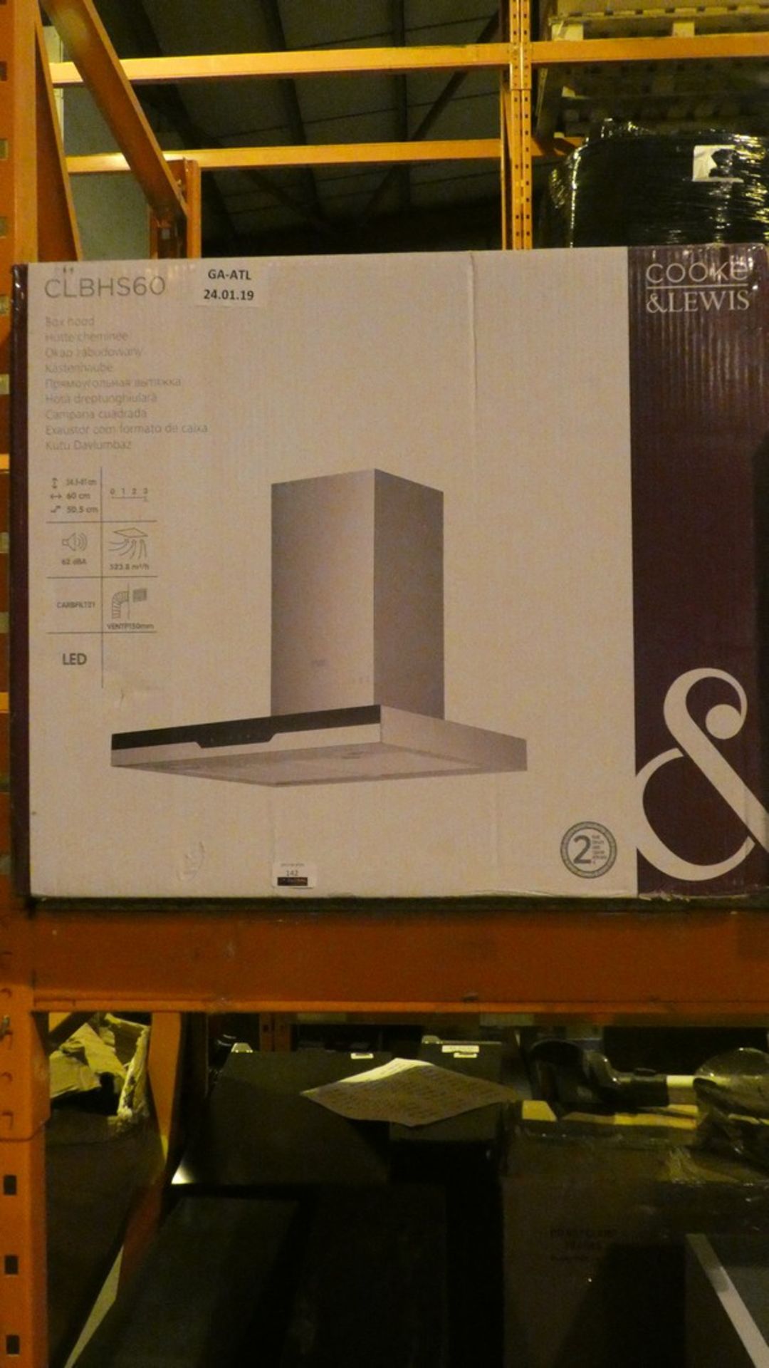 Boxed 60cm Boxed Cooker Hood with LED Lighting RRP £90 (Customer Return)