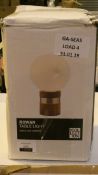 Boxed Rowan Home Collection Wooden Base Glass Shade Designer Table Lamp RRP £60 (Customer Return)