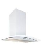 Boxed UBGCLED 60cm Curved Glass Cooker Hood in White RRP £70 (Customer Return)