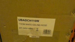 Boxed UBADCH110W 110cm Ceiling Cooker Hood In White RRP £450 (Customer Return)