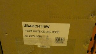 Boxed UBADCH110W 110cm Ceiling Cooker Hood In White RRp £450 (Customer Return)