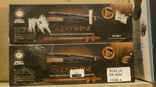 Lot to Contain 2 Boxed Nicky Clarke Super Shine Ionic Steam Conditioning Hair Straighteners Combined