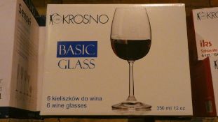 Boxed set of 6 Krosno Basic Glass Wine Glasses RRP £45