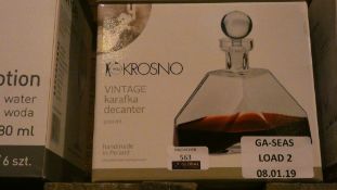 Boxed Krosno 900ml Hand Made Glass Spirit Decanter RRP £100