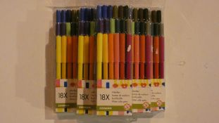 Box Containing 30 Brand New Packs Of 18 Zeeman Felt Tip Pens