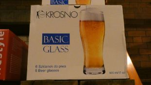 Boxed Set of 6 Krosno Basic Glass Beer Glasses RRP £45