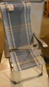 Lot to Contain 2 Blue And White Check Folding Deck Chairs Combined RRP £120 (Customer Return)