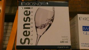 Boxed set of 6 Krosno Sensai Elegant 480ml Water Glasses RRP £45
