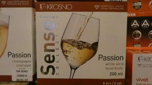 Boxed set of 6 Krosno Passion 200ml Wine Glasses RRP £60