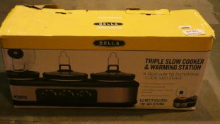 Boxed Bella Stainless Steel Triple Slow Cooker With Warming Station RRP £50 (Customer Return)