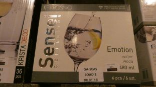 Boxed 6 Piece Krosno Sensai Emotion Water Glass Set RRP £45