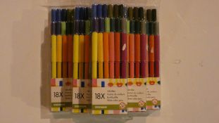Box Containing 30 Brand New Packs Of 18 Zeeman Felt Tip Pens