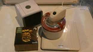 Lot to Contain 5 Assorted Items To Include Salter Digital Weighing Scales, Ice Cream Maker, Mixer,