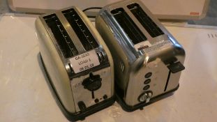 Lot to Contain 3 Assorted 4 Slice Toasters By Morphy Richards, Breville And Russell Hobbs RRP £