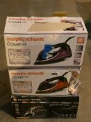 Lot to Contain 3 Boxed Steam Irons To Include 2 Morphy Richards Comfy Grip and Russell Hobbs Power