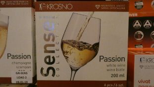 Boxed set of 6 Krosno Passion 200ml Wine Glasses RRP £60