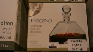 Boxed Krosno 900ml Hand Made Glass Spirit Decanter RRP £100