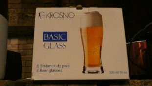 Boxed Set of 6 Krosno 300ml Beer Glasses RRP £45