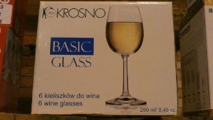 Boxed set of 6 Krosno Basic Glass Wine Glasses RRP £45