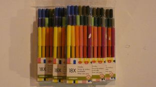 Box Containing 30 Brand New Packs Of 18 Zeeman Felt Tip Pens