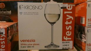 Boxed set of 6 Krosno Venezia, Crystal Wine Glasses RRP £60 a set